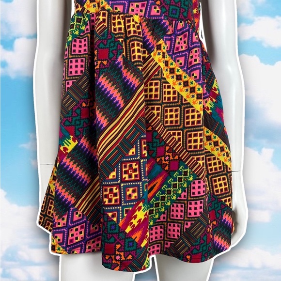 NWT ZOE & ROSE BAND OF GYPSIES Boho Tribal Print Fit & Flare Mini Dress Africa - Picture 4 of 11